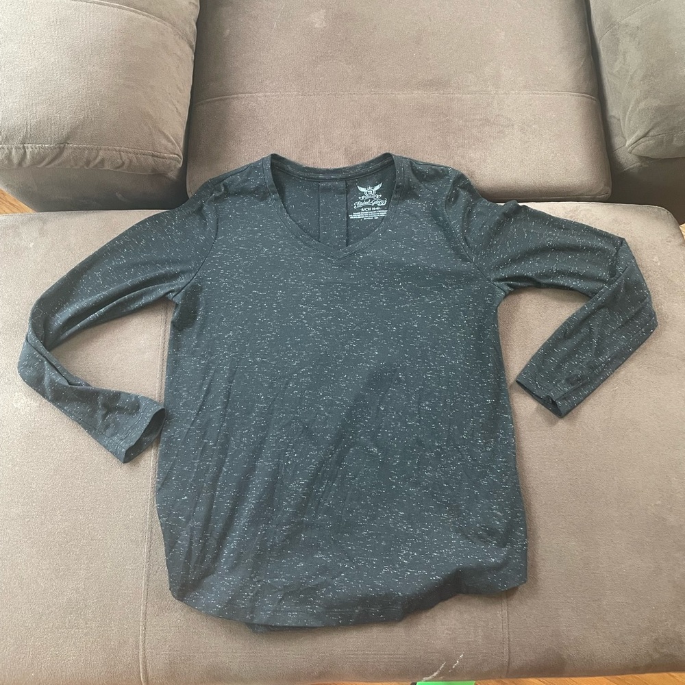 Faded Glory Long Sleeve Black Sparkly Shirt